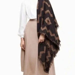 Aritzia Wilfred Diamond Mosaic Wool Reversible Blanket Scarf in Brown